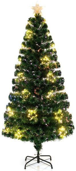 180 cm Künstlicher Weihnachtsbaum aus Glasfaser mit Beleuchtung Tannenbaum