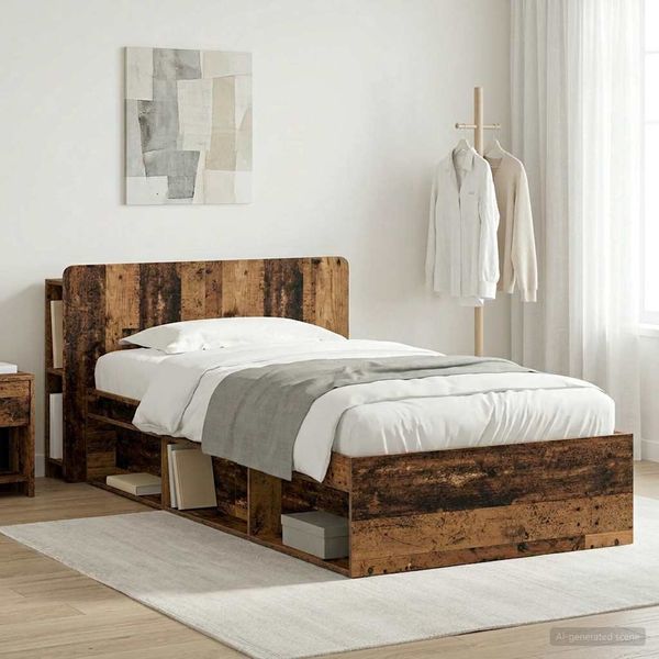 vidaXL Bettgestell mit Stauraum Altholz 90 x 200 cm Holzwerkstoff 3433347