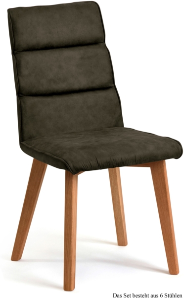 Esszimmerstuhl (6er-Set) Darell 47 x 92 x 60 Eiche geölt/Khaki