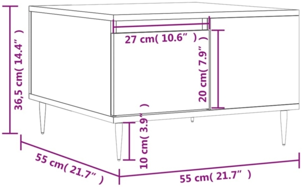 vidaXL Couchtisch Räuchereiche 55x55x36,5 cm Holzwerkstoff 830753 Bild 11