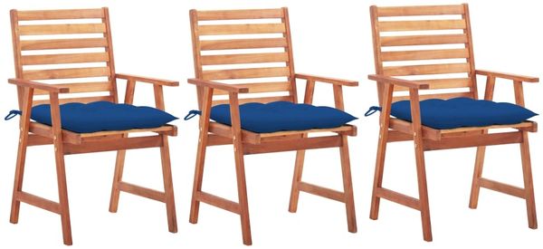 vidaXL Garten-Essstühle 3 Stk. mit Kissen Massivholz Akazie 3064372