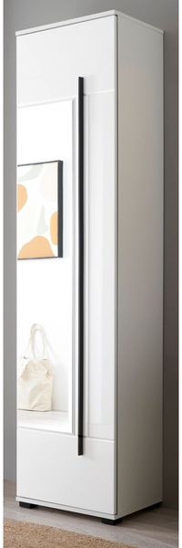 Schuhschrank mit Spiegel Design-D in weiß Hochglanz 50 x 200 cm