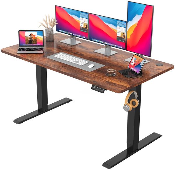 JUMMICO Höhenverstellbarer Schreibtisch 160x60 cm, Elektrischer Steh-Sitz-Tisch mit Memory-Funktion- Ideal für Homeoffice, Gaming & Studierzimmer, Braun