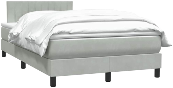 vidaXL Boxspringbett mit Matratze Hellgrau 120x210 cm Samt 3316395