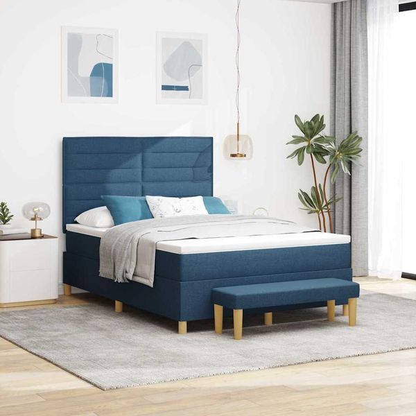vidaXL Boxspringbett mit Kopfteil Blau 200 x 160 cm Stoff 3344239