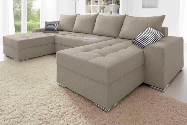 COLLECTION AB Wohnlandschaft Josy XL U-Form, Breite: 313 cm, Liegefl. 137x266 cm, Bettfunktion, Bettkasten & 2 Zierkissen, Federkern