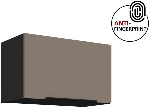 Küchen Hängeschrank 60 cm ARIA Sandgrau ultra matt + Schwarz matt, hochwertige Fronten mit Anti Fingerprint Beschichtung Küchenzeile Küchenblock