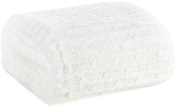 Wohndecke Kuscheldecke Gemusterte Sofadecke Tagesdecke Couchdecke Decke LISA weiß 70x160 cm weiß