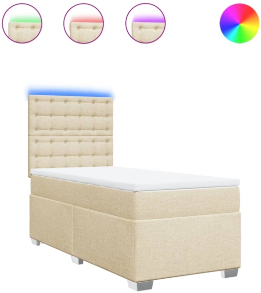 vidaXL Boxspringbett mit Matratze Creme 90x190 cm Stoff 3292662