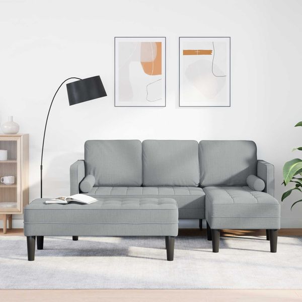 vidaXL Sofa Set mit Kissen 2 pcs Hellgrau Polyester 3329252