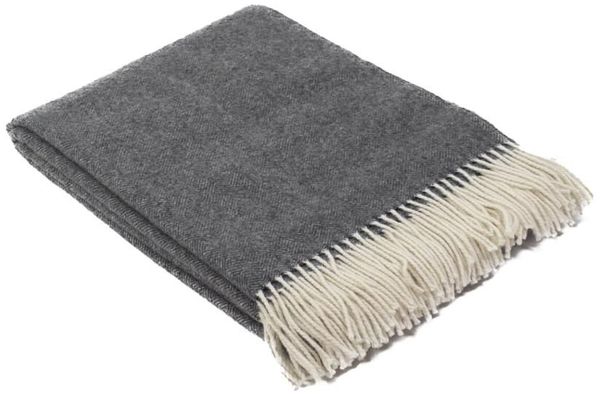 Wolldecke Marie aus feinster Merinowolle 140x200 Farbe: Grau