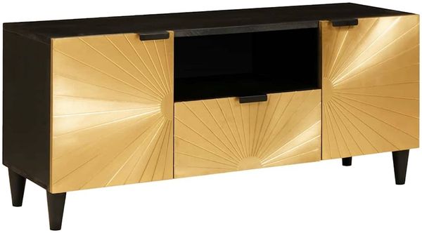 vidaXL TV-Schränk Schwarz und Gold 105 x 33 x 46 cm Holzwerkstoff 4017842