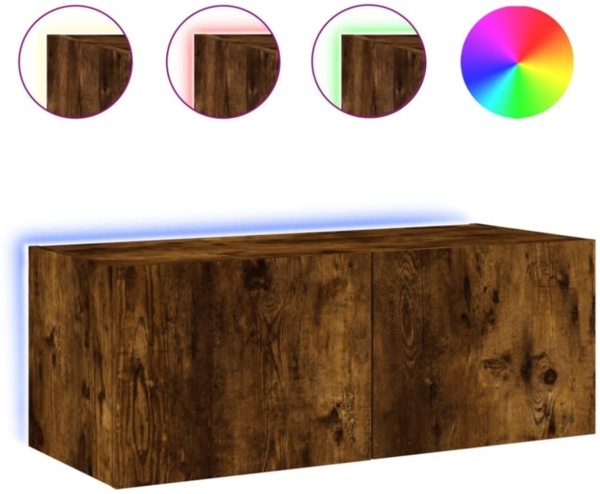 vidaXL TV-Wandschrank mit LED-Leuchten Räuchereiche 80x35x31 cm 837289 Bild 11
