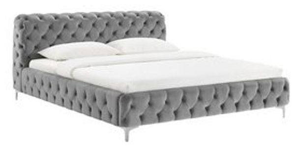 riess-ambiente Polsterbett MODERN BAROCK 160x200cm grau Samt – Barock Stil, Kopfteil, Doppelbett (Einzelartikel, 1-tlg), Chesterfield Design, Französisches Bett, bequemes Ehebett, Glamour Bild 6