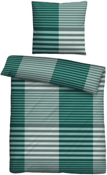 biberna Feinbiber Bettwäsche 0004106 KARO-STREIFEN, salbei, 1x 155x200 cm + 1x 80x80 cm