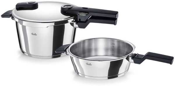 Fissler Schnellkochtopf Vitaquick®, Edelstahl 18/10 (Set, 3-tlg, 1 Schnellkochtopf 4,5 L, 1 Schnellbratpfanne 2,5 L, 1 Metalldeckel), Made in Germany