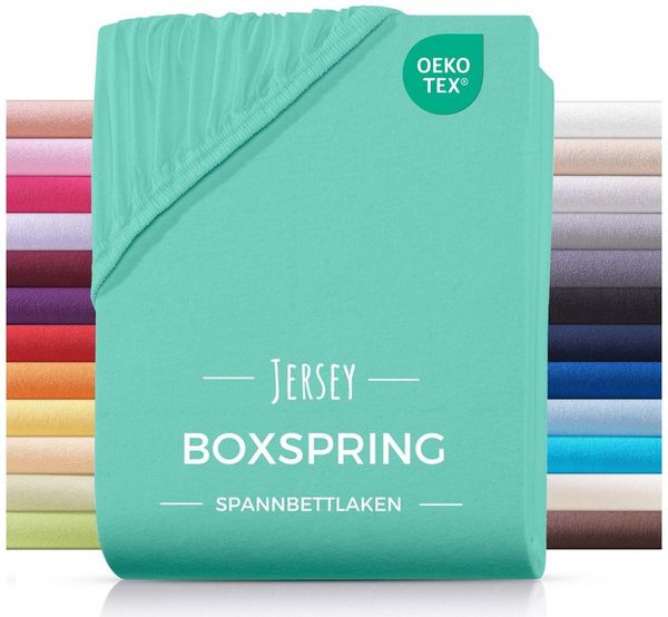 Carpe Sonno Spannbettlaken Boxspringbett Wasserbett Jersey 180x200 180x220 200x200 200x220, Jersey, Gummizug: rundum, (1 Stück), Bettlaken Baumwolle Matratzenbezug hohe Matratzen bis 32cm