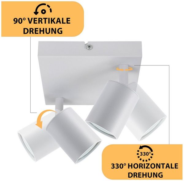 ZMH Deckenstrahler 2 Flammig GU10 Modern Deckenlampe Wand 330° Schwenkbar Wohnzimmer, Einfache Installation, ohne Leuchtmittel, Quadratisch, Weiß Wandstrahler aus Metall für Büro Küche Bild 4