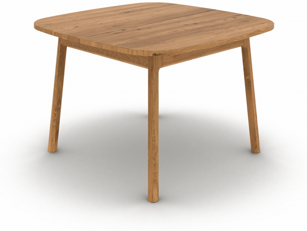 Esstisch Swig aus Wildeiche massiv geölt 100x110 Ausziehbar auf 150 cm Holzbeine