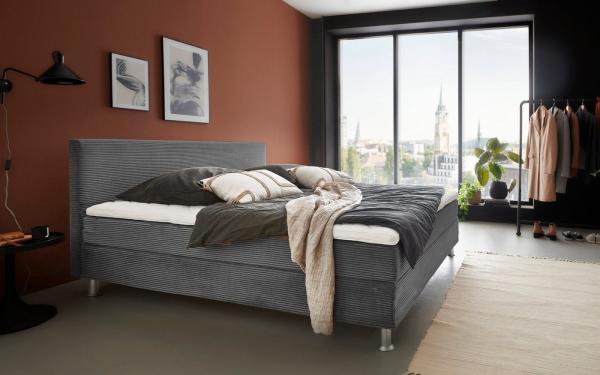 ATLANTIC home collection Boxbett inklusive Rost und H3 Federkernmatratze, TFK, Dunkelgrau, 140x200 cm