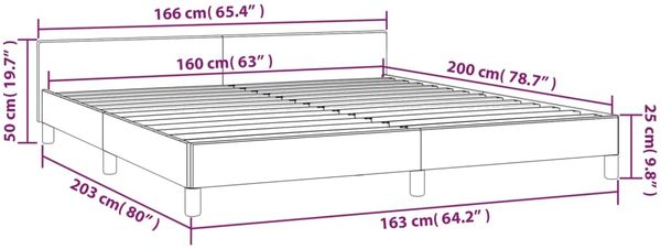 vidaXL Bettgestell ohne Matratze Taupe 160x200 cm Stoff 347427 Bild 9