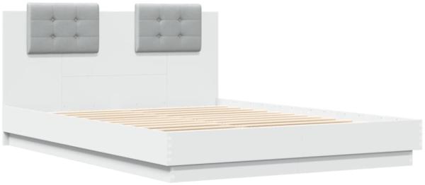 vidaXL Bettgestell mit Kopfteil Weiß 150x200 cm Holzwerkstoff 3209912 Bild 6