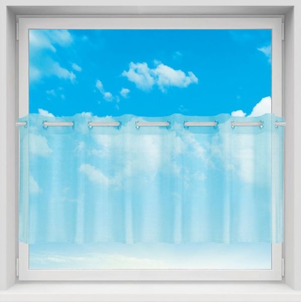 Ösen-Bistrogardine in B160cm x L60cm, transparente uni Scheibengardine Voile in vielen verschiedenen Farben erhältlich (türkis - aqua )