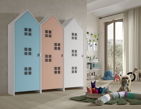 Schrank Casami Bruges 37 x 172,8 x 171,3 cm MDF Blau Rosa Weiß