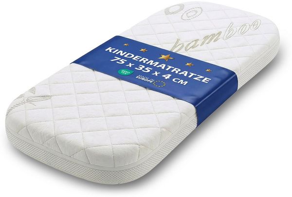 Stubenwagen Baby Matratzen Kinderwagen 75x35 cm - Matratze Beistellbett Babywiege Kindermatratze Oval Reisebett Nässeschutz Moseskorb Matraze 35x75 Kinderwagenmatratze Oeko-Tex
