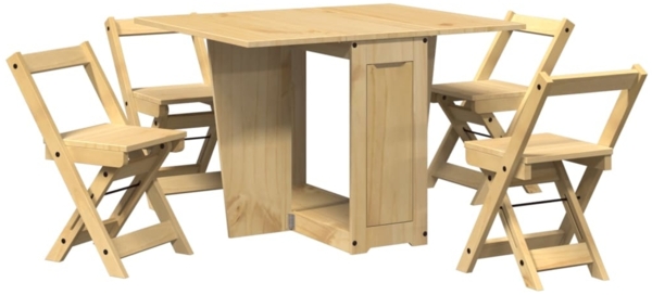 vidaXL 5-tlg. Butterfly-Esstisch-Set Corona Wachsbraun Kiefernholz 3295716