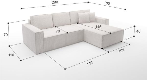 Ecksofa Schlafsofa Sofa CONOR Kunstleder Grau Ottomane Links Bild 4