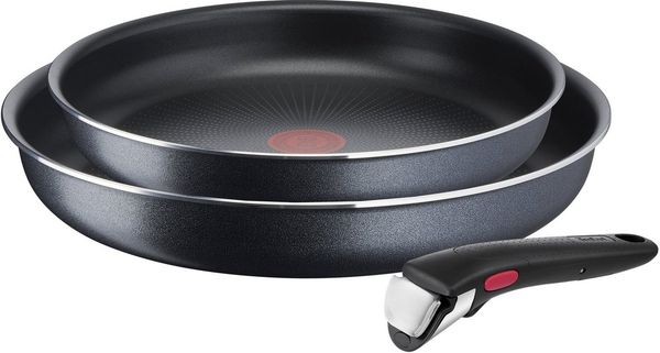 Tefal Pfannen-Set Ingenio XL Force, Pfannenset abnehmbarer Griff, Antihaftversiegelung, Aluminium (Set, 3-tlg, 2x Pfannen Ø 24/28 cm, 1x abnehmbarer Griff, Made in France), stapelbar, einfache Reinigung, NICHT induktionsgeeignet, L15891