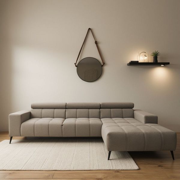 DOMO collection Ecksofa Trento L-Form, mit Kufenfuß oder Einzelfuß, wahlweise mit Kopfteilverstellung, Recamiere links/rechts bestellbar