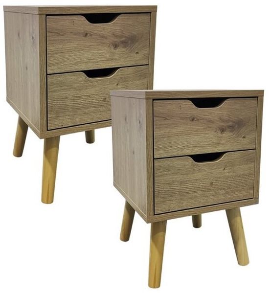 HTI-Living Nachttisch Nachttisch 2 Schubladen 2er-Set (Set, 2-St, 2 Nachttische), Beistelltisch Kommode