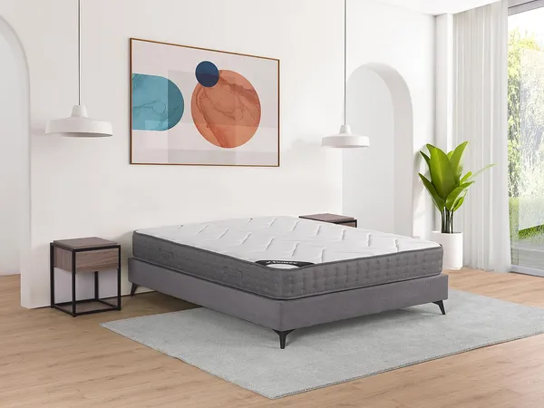 Vente-unique - BABYLONE Matratze Stoff Weiß - B 140 cm x H 23 cm x L 200 cm
