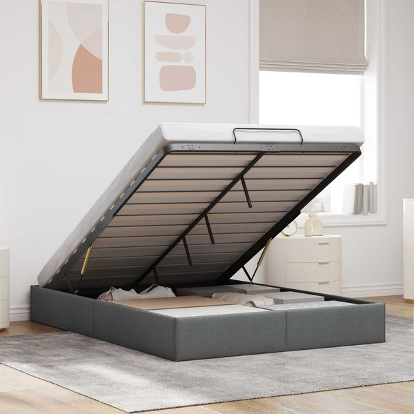 vidaXL Ottoman Bettgestell Dunkelgrau 152 x 203 cm Stoff 3403069
