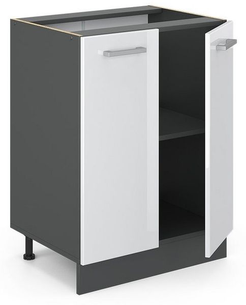 Küchenunterschrank R-Line Weiß Hochglanz 60 cm ohne Arbeitsplatte Vicco Bild 3