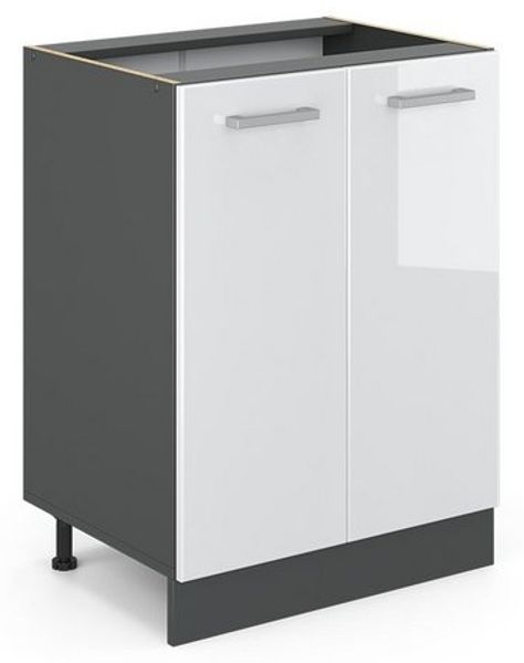 Küchenunterschrank R-Line Weiß Hochglanz 60 cm ohne Arbeitsplatte Vicco Bild 4
