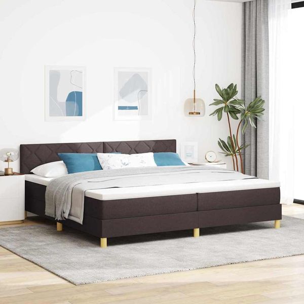 vidaXL Boxspringbett mit Kissen Dunkelbraun 200 x 200 cm Stoff 3339024