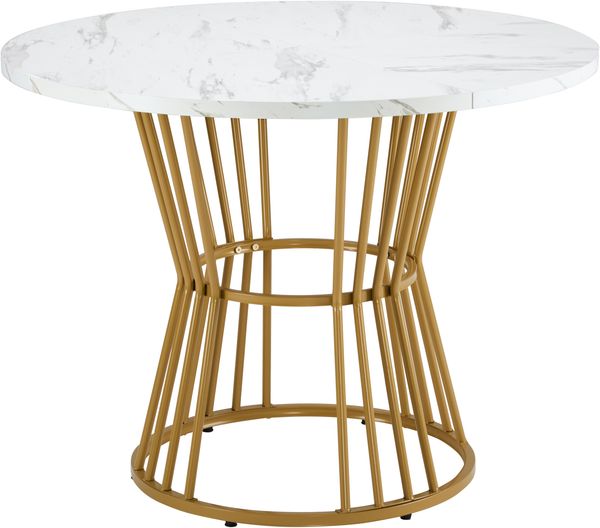 Esstisch mit MDF-Tischplatte in Marmoroptik, rund, Ø 100x75 cm, Weiß Bild 4