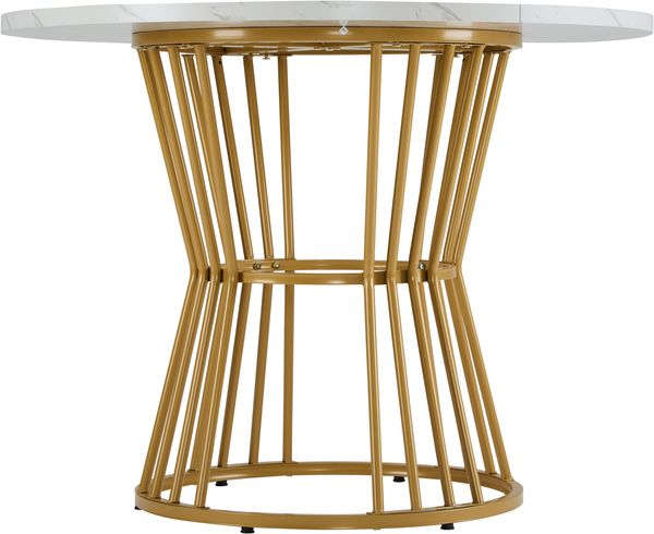 Esstisch mit MDF-Tischplatte in Marmoroptik, rund, Ø 100x75 cm, Weiß Bild 6