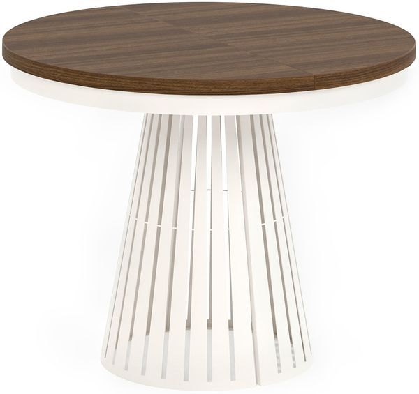 MEBLINI Esstisch Rund Ausziehbar aus Metall - 100-176x76 cm - CONEY - Tobacco Franklin Walnut/Kaschmir - Loft - Esszimmertisch Modern - Küchentisch - Ausziehtisch - Round Dining Table