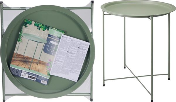 Koopman Beistelltisch Metalltisch Sofatisch Tisch 50x47 cm Grün (Stück, 1-St, Packung), Ø 47cm, runde Tischplatte, Höhe 50cm, hoher Rand Bild 3