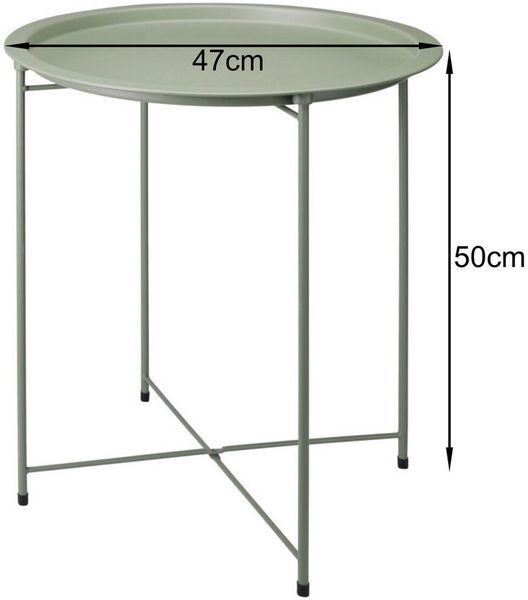 Koopman Beistelltisch Metalltisch Sofatisch Tisch 50x47 cm Grün (Stück, 1-St, Packung), Ø 47cm, runde Tischplatte, Höhe 50cm, hoher Rand Bild 2