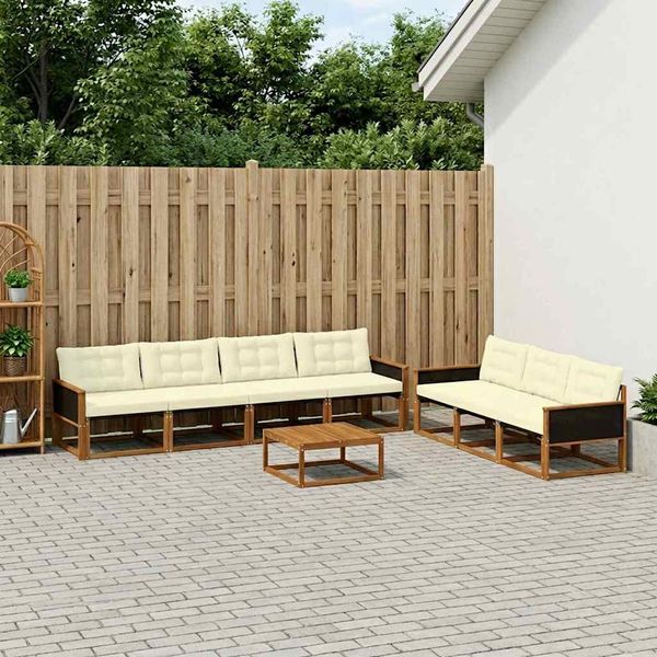 vidaXL Outdoor-Sofagarnitur mit Kissen 8 pcs Natur und Creme 3381286