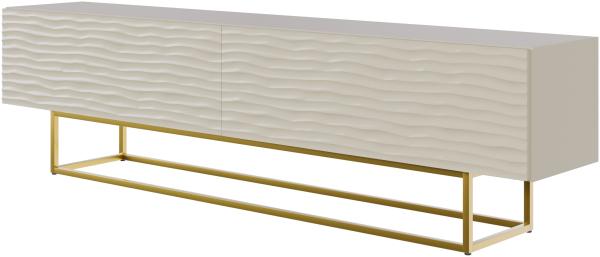 Selsey Wavio - TV-Lowboard Graubeige mit goldenem Metallgestell, 175 cm