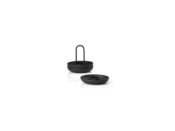 Zone Denmark Eierbecher Singles, 4er Set, mit Halter, Eierhalter, Eier Becher, Silikon / Metall, Black, 332021