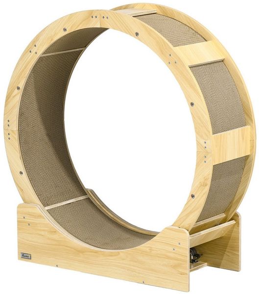 Novzep Katzen-Wandregal Katzenlaufrad 91 cm Katzenrad 91 cm mit Bremse, Kratzbrett