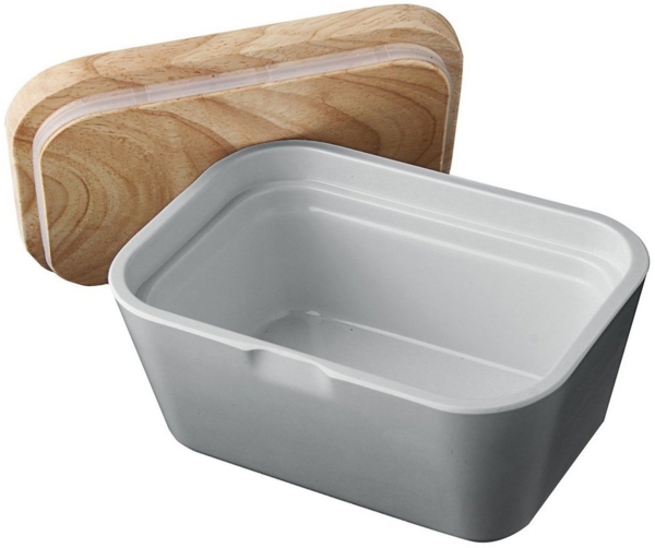 BRUNNER Butterdose Melamin Butterdose Butter Schale, Melamin-/Mineralgemisch, Behälter Holz Brett Deckel Eckig Bild 4