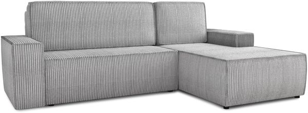 Ecksofa Totti L mit Schlaffunktion und Bettkasten - Cord Stoff - L-Form Couch, Polstersofa, Schlafsofa, Sofagarnitur (Grau (Poso 110) Seite: Rechts) Bild 2